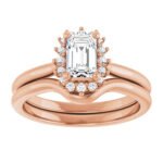 14K rose Gold 0.8 cttw Emerald Cut Diamond Halo Engagement Ring