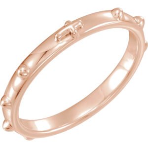 14K rose Gold Beaded Rosary Ring 2.5mm