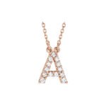 14K rose Gold Custom Diamond Initial Necklace