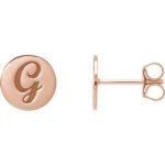 14K rose Gold Engravable Disc Stud Earrings 3 to 10mm