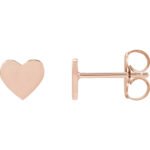 14K rose Gold Engravable Heart Stud Earrings