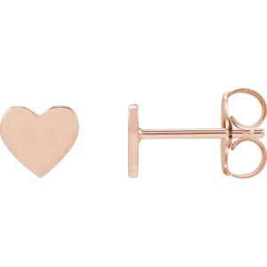14K rose Gold Engravable Heart Stud Earrings