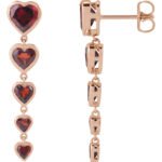 14K rose Gold Natural Red Garnet Heart Dangle Earrings