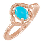 14K rose Gold Natural Turquoise Snake Ring