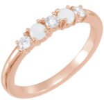 14K rose Gold Opal and Diamond Stackable Ring