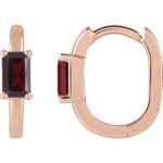 14K rose Gold Red Garnet Hoop Earrings 13mm