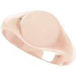 14K rose Gold Round Initial Engraved Signet Ring