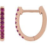 14K rose Gold Small Lab Ruby Hoop Earrings 13mm