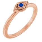 14K rose Gold Stackable Blue Sapphire Evil Eye Ring