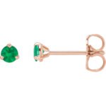 14K rose Gold Tiny Emerald Stud Earrings 3mm