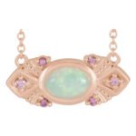14K rose Gold Vintage Opal and Pink Sapphire Necklace