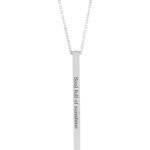 14K white Gold 3D Engraved 4 Sided Vertical Pillar Bar Name Necklace