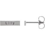 14K white Gold Engravable Bar Stud Earrings