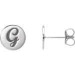 14K white Gold Engravable Disc Stud Earrings 3 to 10mm