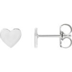 14K white Gold Engravable Heart Stud Earrings