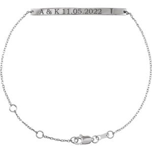 14K white Gold Engravable Skinny Bar Bracelet