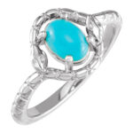 14K white Gold Natural Turquoise Snake Ring