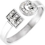 14K white Gold Personalized Two Letter Diamond Initial Ring