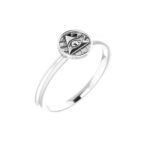 14K white Gold Stackable Eye of Providence Ring