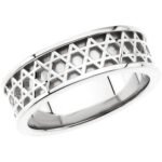 14K white Gold Star of David Band Ring