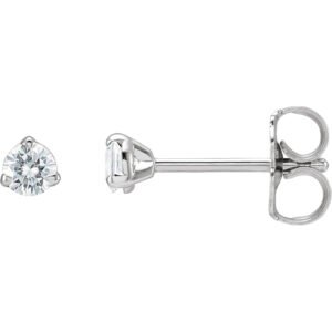 14K white Gold Tiny 3mm Moissanite Stud Earrings
