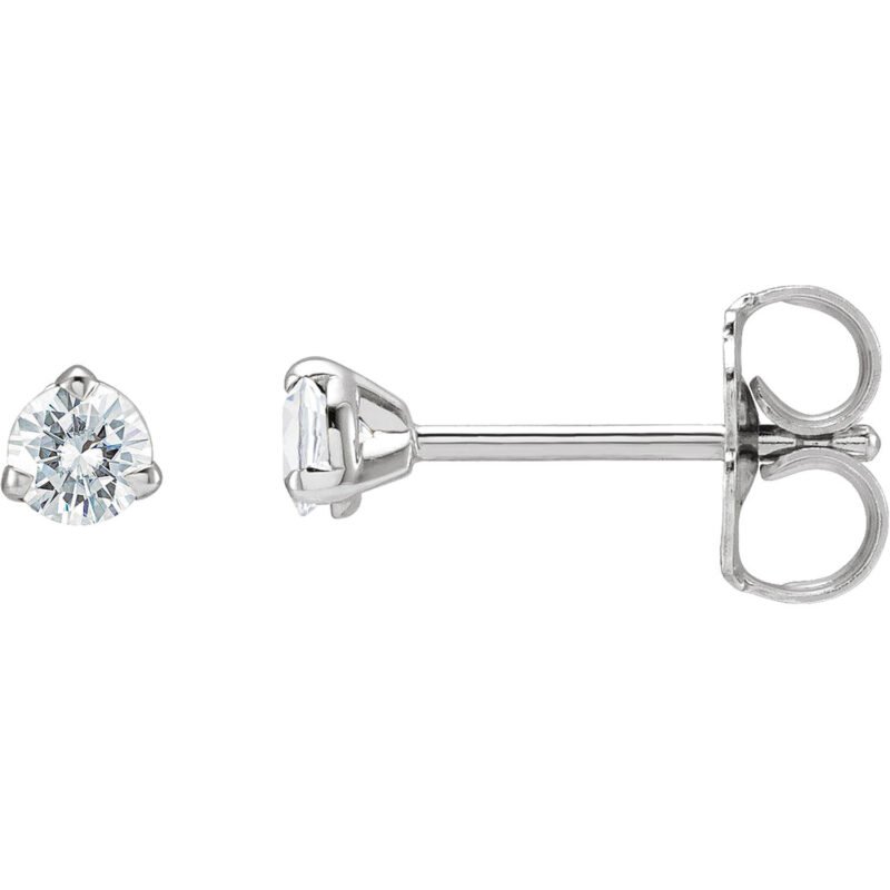 14K white Gold Tiny 3mm Moissanite Stud Earrings