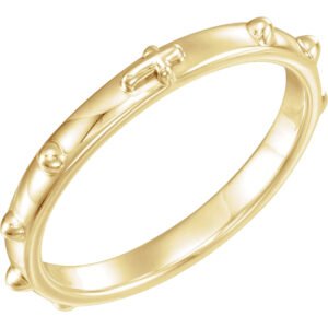 14K yellow Gold Beaded Rosary Ring 2.5mm