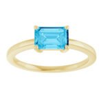 14K yellow Gold Emerald Cut Aquamarine Solitaire Ring 1 Carat