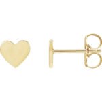 14K yellow Gold Engravable Heart Stud Earrings