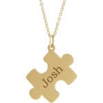 14K yellow Gold Engravable Puzzle Piece Necklace