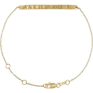 14K yellow Gold Engravable Skinny Bar Bracelet