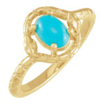 14K yellow Gold Natural Turquoise Snake Ring