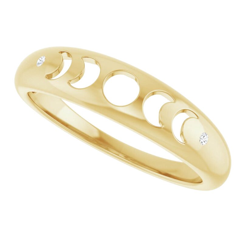 14K yellow Gold Phases of the Moon Ring