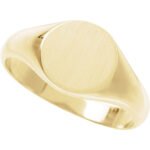 14K yellow Gold Round Initial Engraved Signet Ring