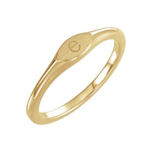 14K yellow Gold Small Personalized Initial Engraved Signet Ring