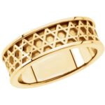 14K yellow Gold Star of David Band Ring