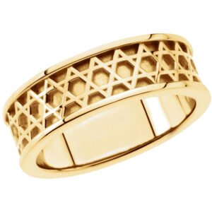 14K yellow Gold Star of David Band Ring