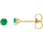 14K yellow Gold Tiny Emerald Stud Earrings 3mm