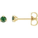 14K yellow Gold Tiny Natural Green Sapphire Stud Earrings 3mm