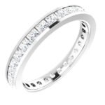 14k White Gold 2 Carat Channel Set Princess Cut Eternity Band