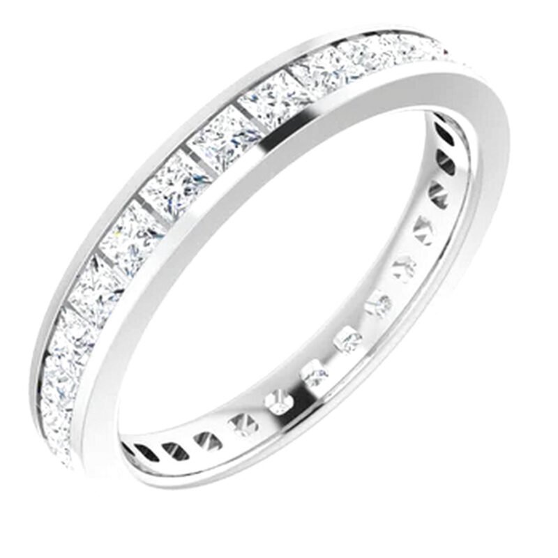 14k White Gold 2 Carat Channel Set Princess Cut Eternity Band