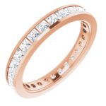 14k rose Gold 2 Carat Channel Set Princess Cut Eternity Band