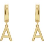 18K Gold Single Initial Huggie Earrings