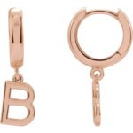18K rose Gold Single Initial Huggie Earrings