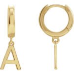 18K yellow Gold Single Initial Huggie Earrings