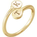 Bypass Style 14K Gold Custom Two Letter Signet Ring for Women