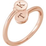 Bypass Style 14K rose Gold Custom Two Letter Signet Ring for Women