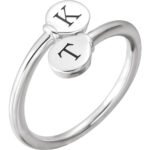 Bypass Style 14K white Gold Custom Two Letter Signet Ring for Women