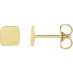 Custom Engraved Square Stud Earrings 14K yellow Gold