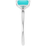 Emerald Cut Teal Moissanite Engagement Ring 1.6 Carat Side view